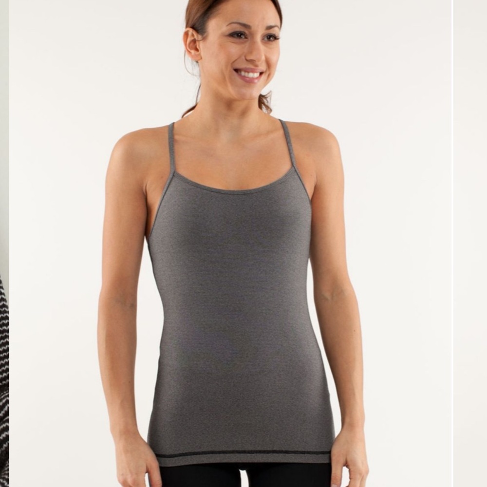 lululemon athletica Gray Microstripe Power Y Tank